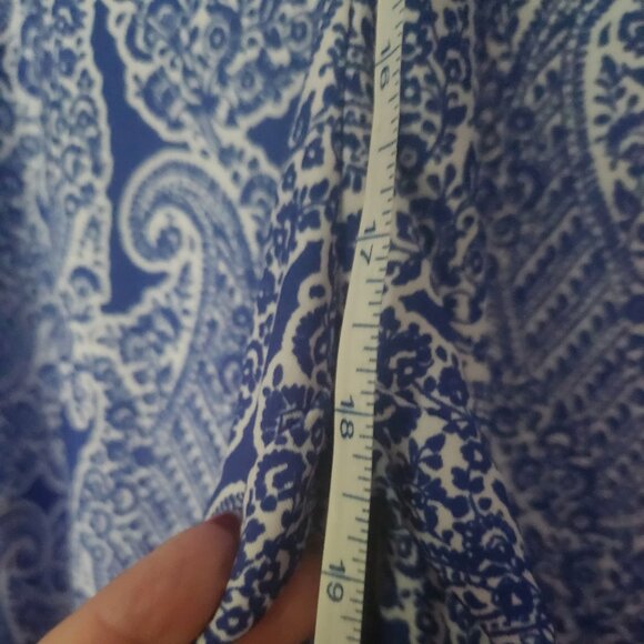 K26  Dazzling blue & white palazzo strapless jumpsuit by Zac & Rachel Sz L - Picture 5 of 6